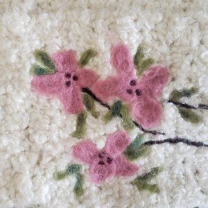 Women's Fluffy & Cozy Wool Pink Floral & Cream Infiniti Scarf